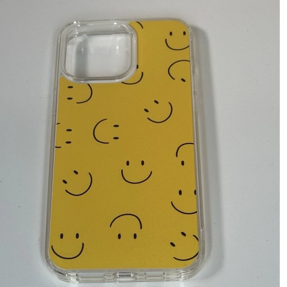 Yellow Happy Face Clear Hybrid Phone Case iPhone 13 Pro Max Crystal II‎ 81-03